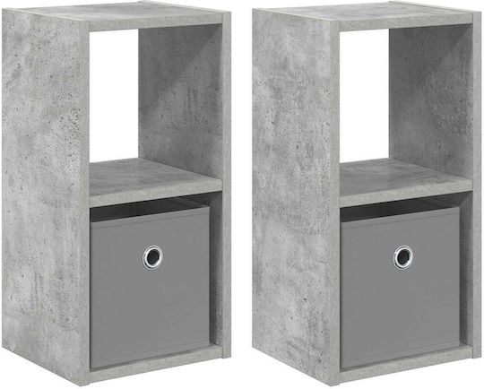 Noptiere Dormitor Din Lemn Gri 2 Bucăți 25.5x22x49.5cm