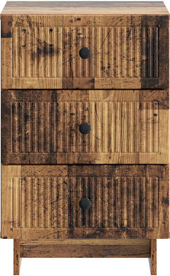 Нощно Шкафче Дървено с Метални Крака Черно 43x41x66.5см