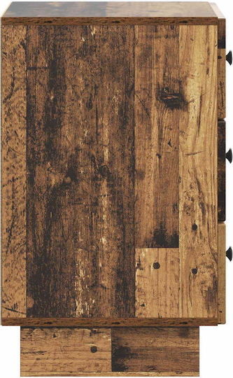 Нощно Шкафче Дървено с Метални Крака Черно 43x41x66.5см