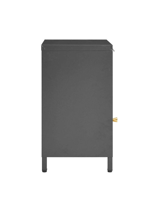 Metal Bedside Table With Gray Glass Surface 40x30x54.5cm