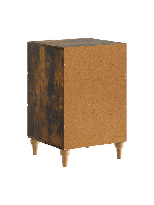 Wooden Bedside Table with Brown Metal Legs 43x41x66.5cm
