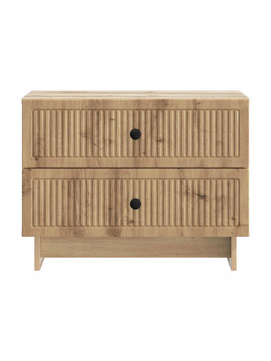 Wooden Bedside Table Brown 62x34.5x47.5cm