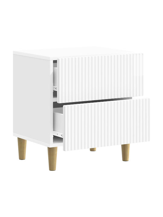 Wooden Bedside Table White 43x34.5x48cm