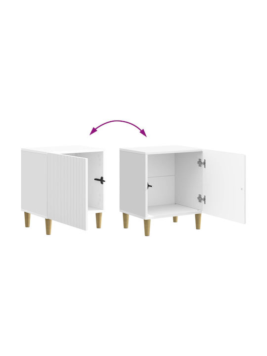 Wooden Bedside Table White 43x34.5x50cm