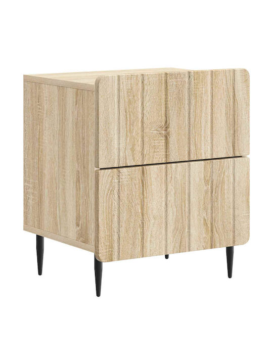 Beige Wooden Bedside Tables 2 Pieces 43x34.5x49.5cm