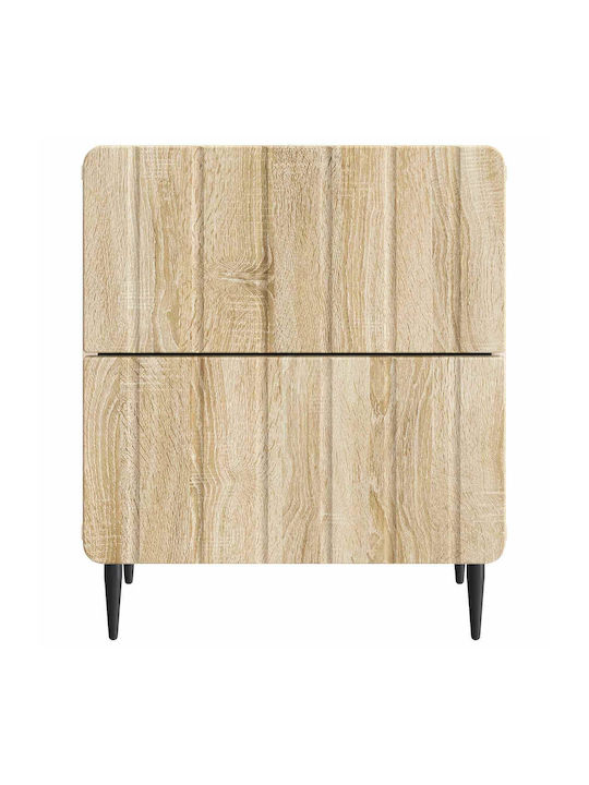 Beige Wooden Bedside Tables 2 Pieces 43x34.5x49.5cm