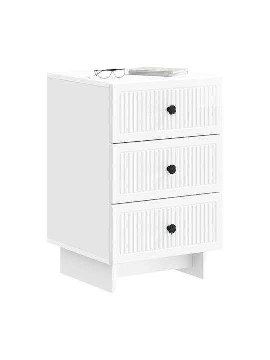 Wooden Bedside Table White 43x41x66.5cm