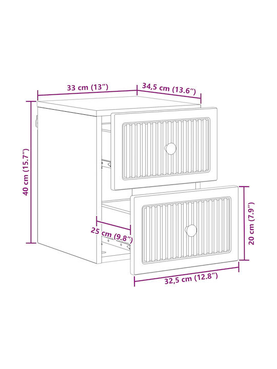 White Wooden Bedside Tables 2 Pieces 33x34.5x40cm