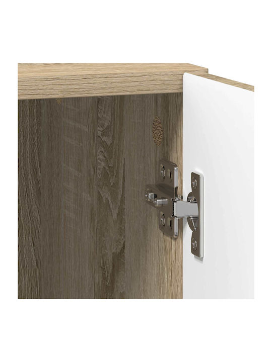 Wooden Bedside Tables With Black Metal Legs 2 Pieces 43x34.5x47cm