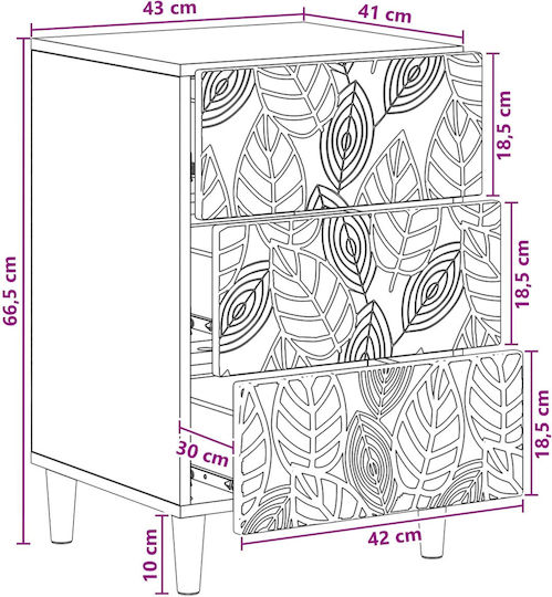 Нощно Шкафче Дървено Бяло 43x39.5x66.5см