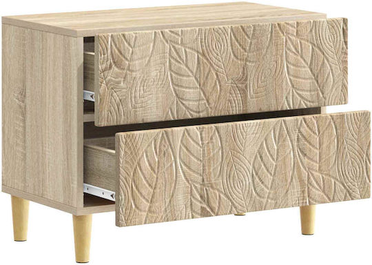 Wooden Beige Bedside Table 62x34.5x48cm
