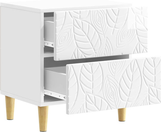 White Wooden Bedside Tables 2 Pieces 43x34.5x48cm