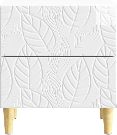 White Wooden Bedside Tables 2 Pieces 43x34.5x48cm