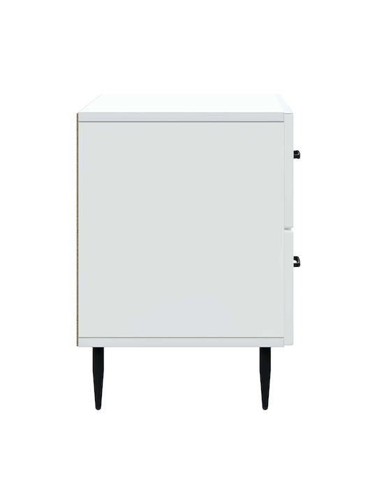 Κομοδίνο Ξύλινο με Μεταλλικά Πόδια Λευκό 62x34.5x47.5cm