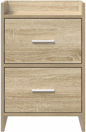 Wooden Bedside Table with Metal Legs Beige 40x30x60cm