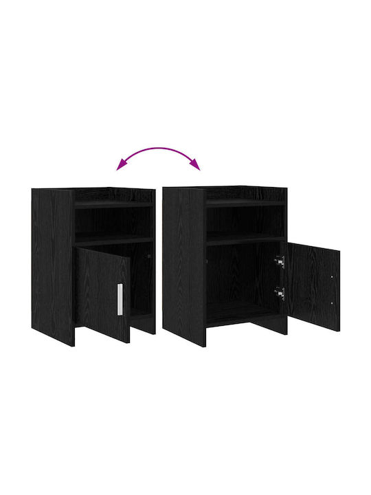 Metal Bedside Table With Black Glass Surface 40x36x60cm