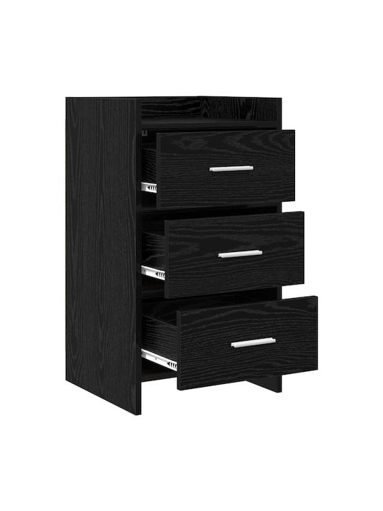 Metal Bedside Table with Black Glass Surface 40x36x70cm