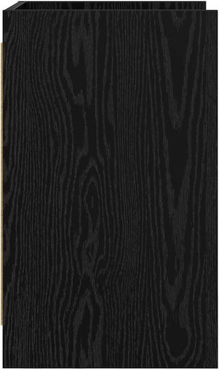 Metal Bedside Table With Black Glass Surface 40x36x60cm