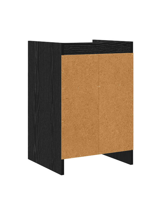 Metal Bedside Table With Black Glass Surface 40x36x60cm