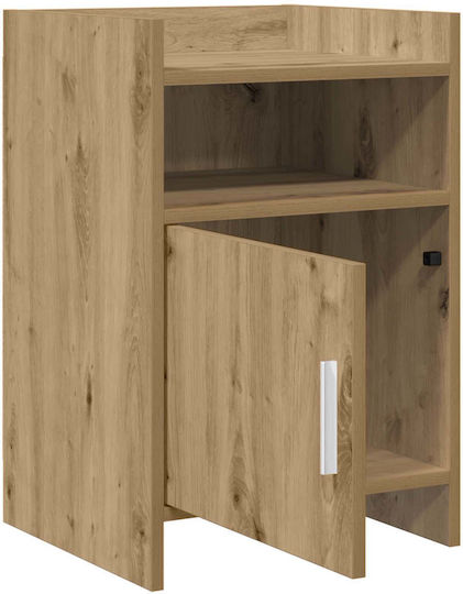 Metal Bedside Table with Brown Glass Surface 40x36x60cm