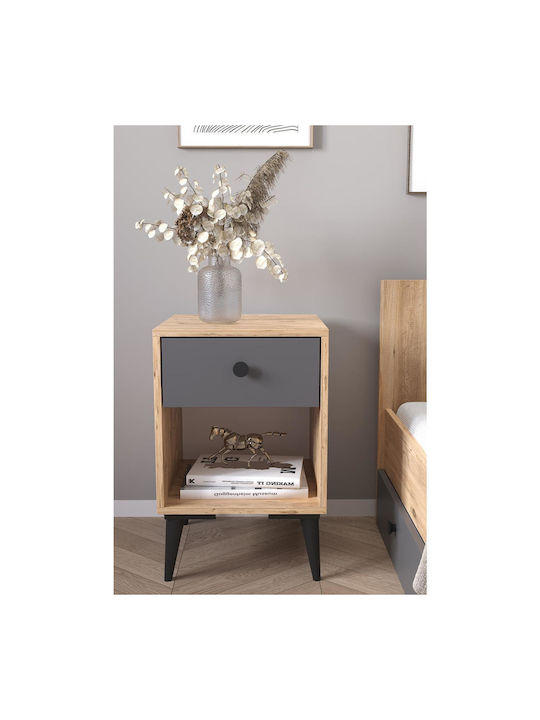 Bedside Table Amari Wooden Beige 43x43x67.5cm