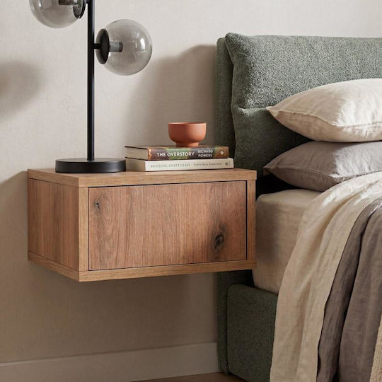 Bedside Table Abor Wooden Beige 39x34x18cm
