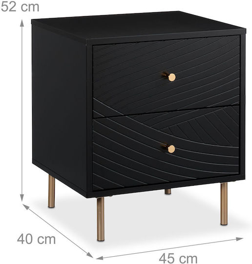Nachttisch Holz Schwarz 40x30x45cm