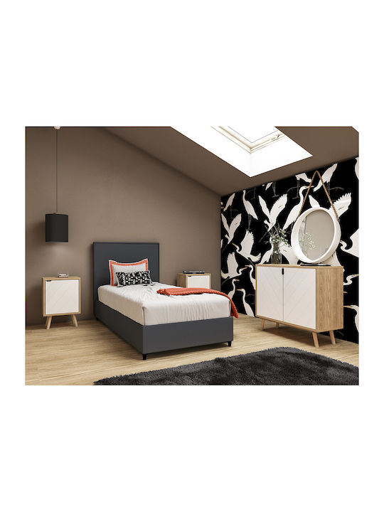 Bedside Table Velo Wooden Beige 45x35x57cm