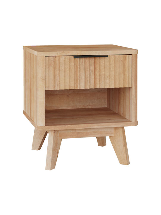 Bedside Table Hamea Wooden Beige 45x39.5x50.2cm