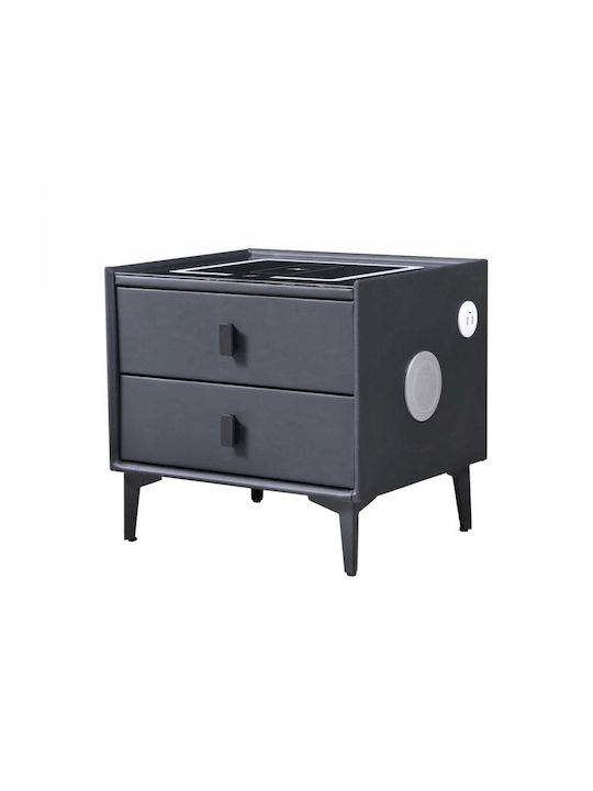 Black Wooden Bedside Table 40x40x45cm