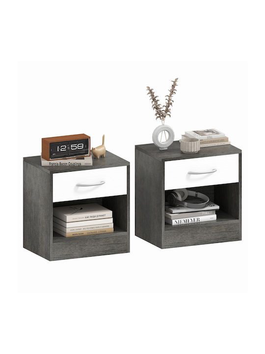 White Wooden Bedside Tables 2 Pieces 39x28x41cm