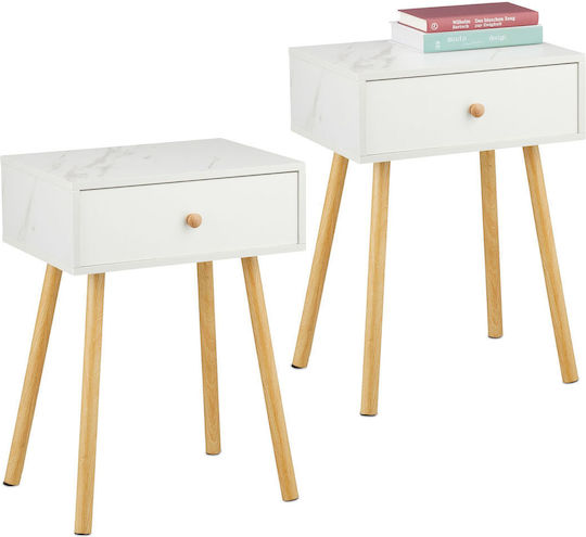 Noptiere Dormitor Din Lemn Alb 2 Bucăți 55x40x32cm Noptiere Dormitor Din Lemn Alb 2 Bucăți 55x40x32cm