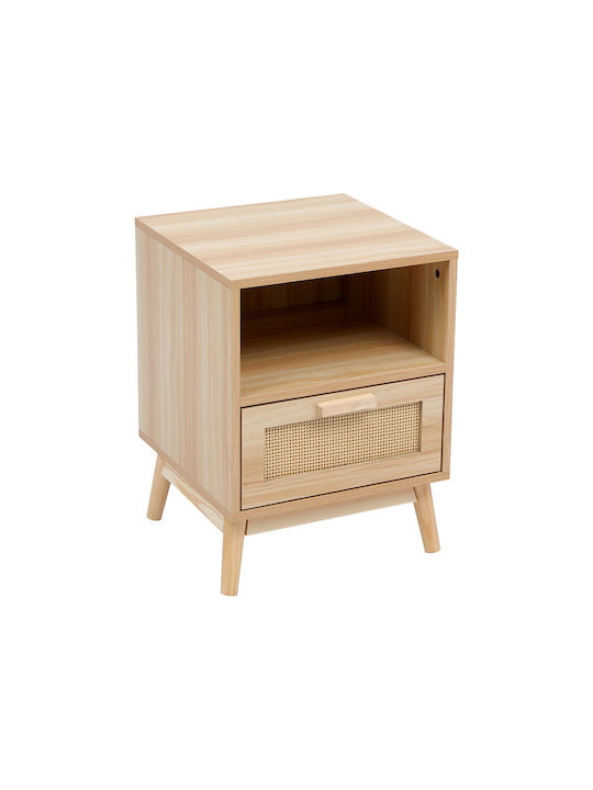 Bedside Table Scandy Wooden Beige 40x39.5x55cm