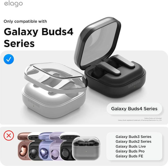 Elago Armor Hang Silicone Case with Hook in Black Color for Samsung Galaxy Buds 4 / 4 Pro