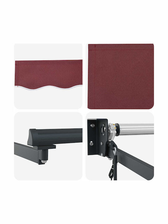 vidaXL Burgundy Terrace Tent 2.5x2m