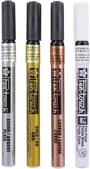 Σετ 4 Μόνιμοι Μαρκαδόροι Μεταλλικοί Pen-touch Metallic Sakura