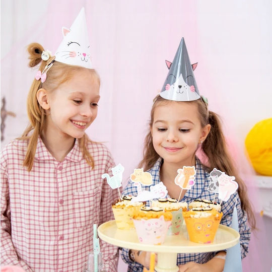 Colorful Paper Hats Kittens Cats Ears Birthday Party 6pcs