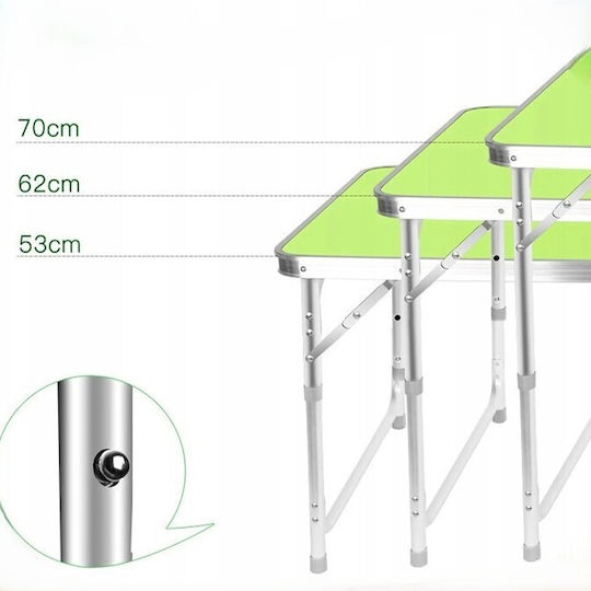 Set Masă din Aluminiu pentru Camping Pliabil în Valiză 28x28x33cm Verde