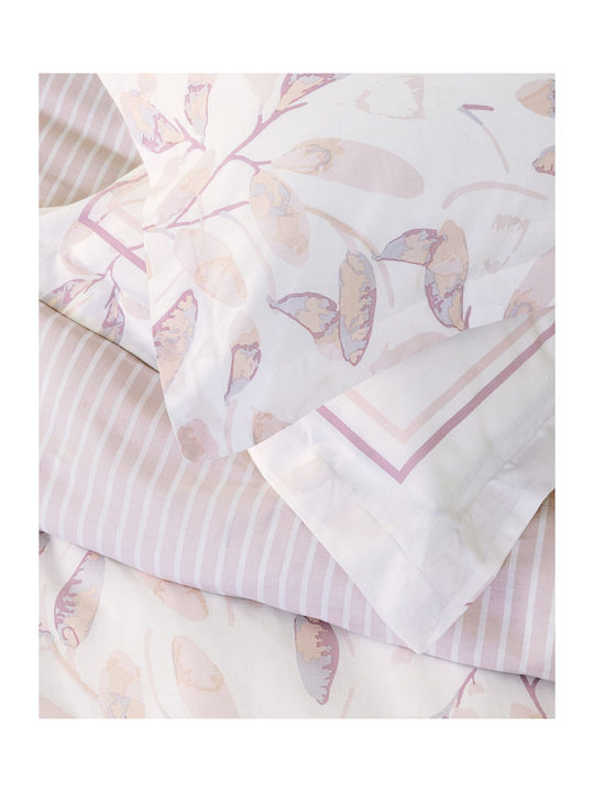 Nima Super-Double Bed Sheets Set With Rubber Hugger 160x200+32cm Pink (4pcs)