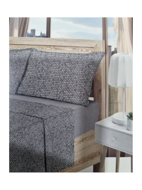 Homestyle Σεντόνι Υπέρδιπλο με Λάστιχο 160x200+33εκ. Γκρι