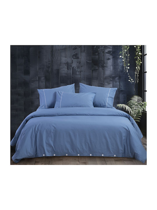 Nef-Nef Homeware Nautica Wave Solid Σετ Σεντόνια King Size 270x280εκ. Μπλε (4τμχ)