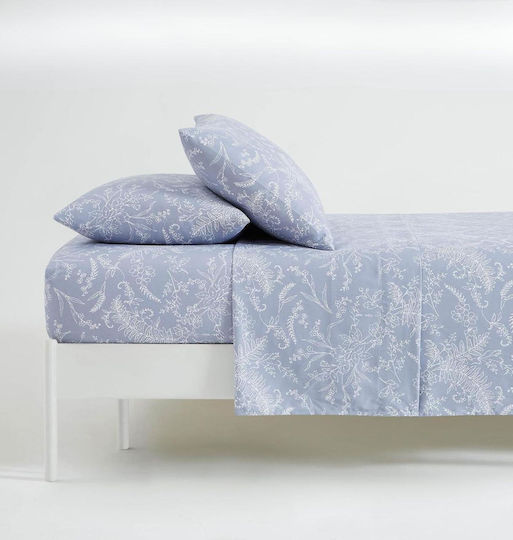 Olia Home Σετ Σεντόνια Μονά με Λάστιχο 100x205+30εκ. Μπλε (3τμχ)