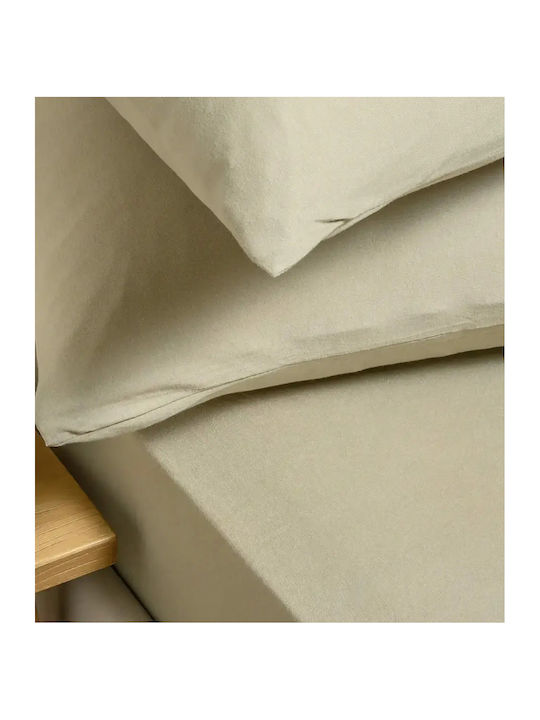 Melinen Сет Чаршафи с 2 Калъфки Кралица с Ластик 160x200+35см. Jersey Greige 3бр