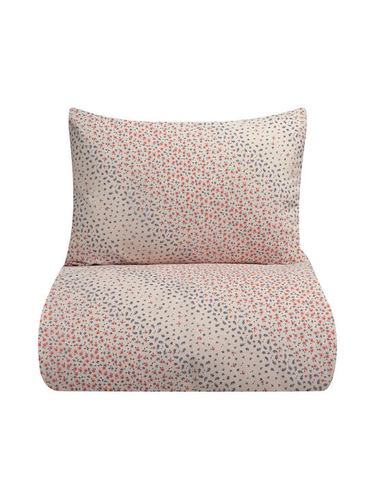 Beauty Home Set Cearșaf cu 1 Față de pernă Super dublu cu Elastic 165x200+30cm. Moritz Art 12093 Somon 4buc