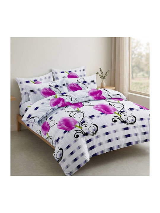 Olia Home Set Cearșafuri 220x240cm. Multicolor 4buc