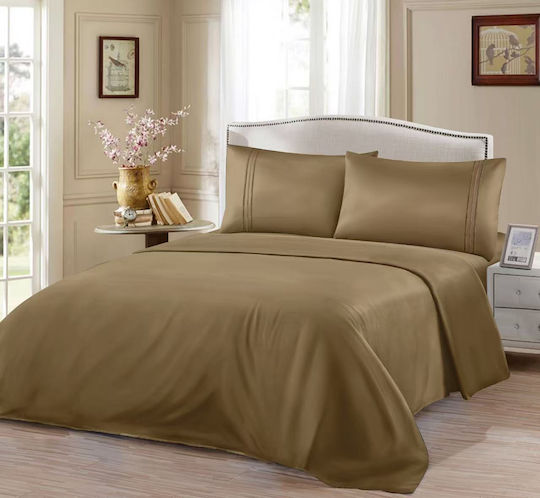 Kraft World Σετ Υπέρδιπλο 4τμχ 220x240εκ. Καφέ