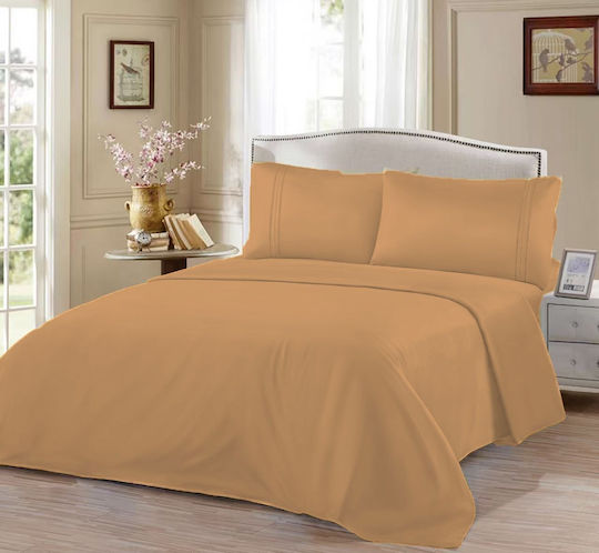 Kraft World Σετ Υπέρδιπλο 4τμχ 220x240εκ. Ώχρα