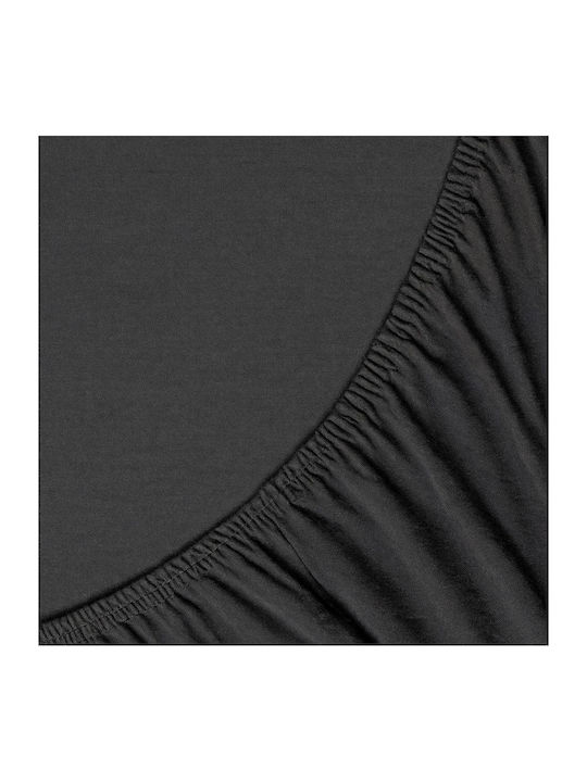 La Luna Sheet for Single Bed with Elastic 100x200+40cm. Black