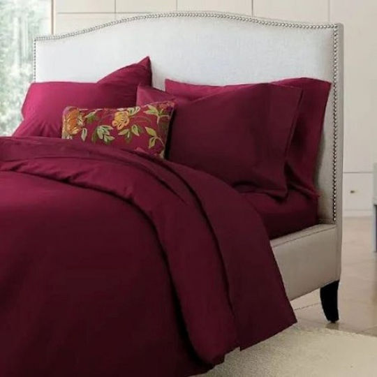 Σετ King Size 4τμχ 220x240εκ. με Λάστιχο Μπορντό