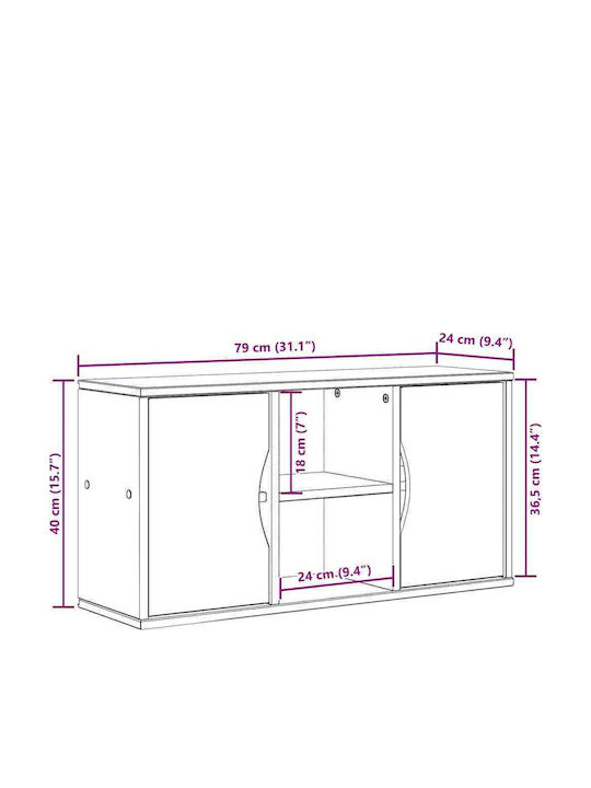 TV Stand Solid Pine Wood L79xW24xH40cm